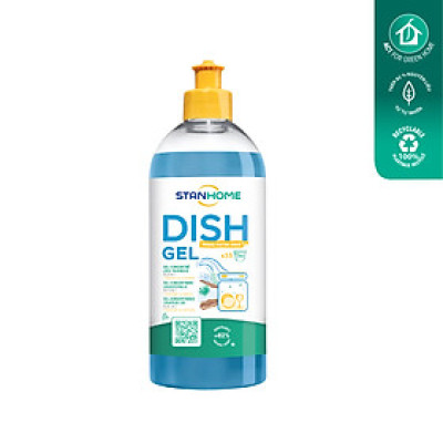 Gel rửa bát chuyên dụng cho máy nguyên liệu từ tự nhiên với hương gỗ và hương biển tươi mát All in One Stanhome DISH GEL WOODY 500ml