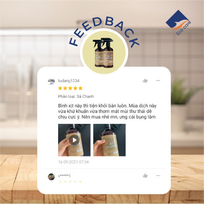  Nước xịt đa năng hữu cơ Bồ hòn và Tinh dầu Sả Chanh 500ml thương hiệu Ecocare