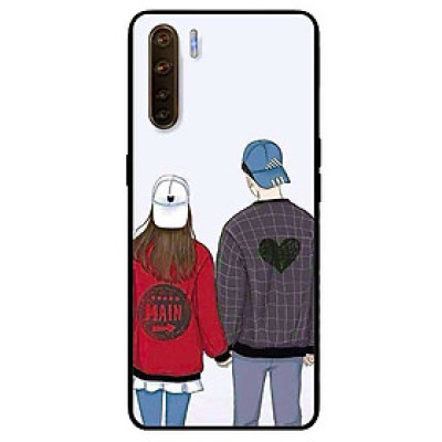 Ốp lưng dành cho Oppo Reno 3 - A91 mẫu Cặp Đôi Mũ Trắng Xanh