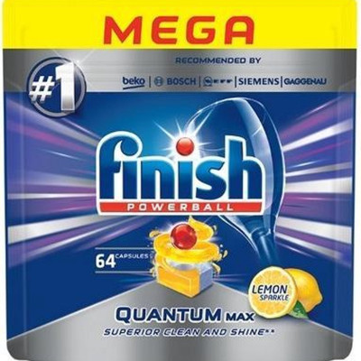 Combo 64 Viên rửa bát Finish Quantum + Muối Finish 1.5kg
