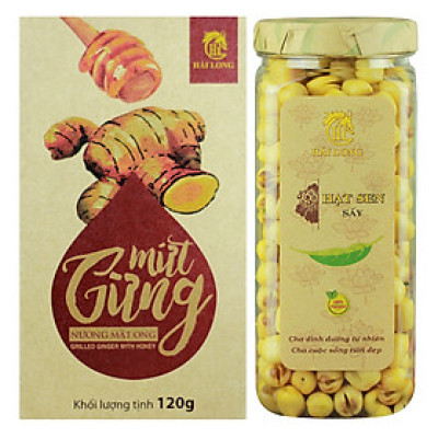 Combo Hạt Sen Sấy Hải Long (230g) + Mứt Gừng Nướng Mật Ong Hải Long (120g)