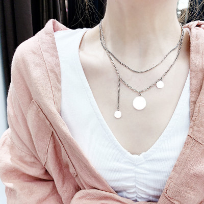 Dây chuyền vòng cổ vảy tròn kép độc đáo