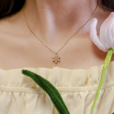 Dây chuyền nữ titan thời trang mặt hình hoa tuyết phun cát thép không gỉ trangsucpt có 3 màu DCNUT39