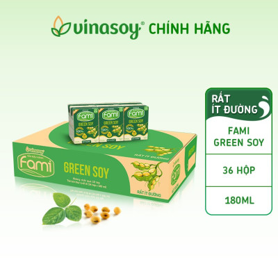 Thùng sữa đậu nành Vinasoy Fami Green soy rất ít đường (**) (36 hộp x 180ml)