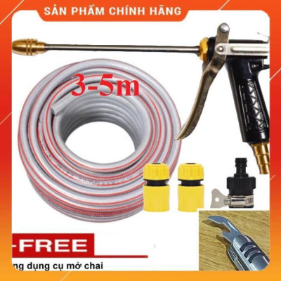 Bộ dây vòi xịt nước ️ , tăng áp 3 lần, loại 3m,5m 206318Lđầu đồng, cút,nối nhựa đen+ mở chai