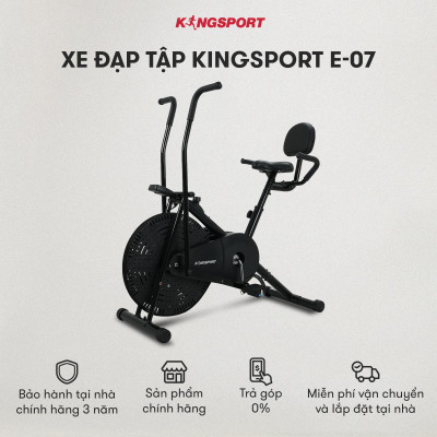 Xe đạp tập KINGSPORT Classic E-07, ghế tựa phù hợp người lớn tuổi, tích hợp đồng hồ đo lường chỉ số