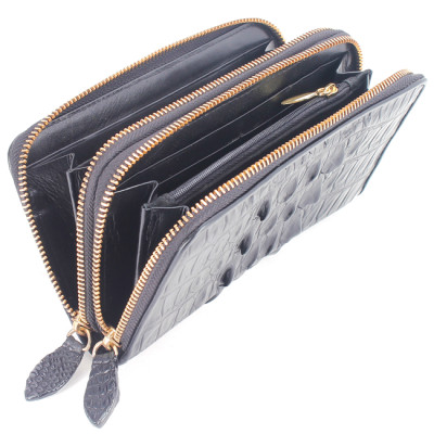  Bóp nữ da cá sấu Huy Hoàng 2 khóa gai màu vàng bò, đen, nâu đỏ, nâu đất HT3208-09-10-16