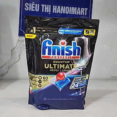 Túi 60 viên rửa chén Finish Quantum Max Dishwasher Tablets Lemon PTT025460 - hương chanh