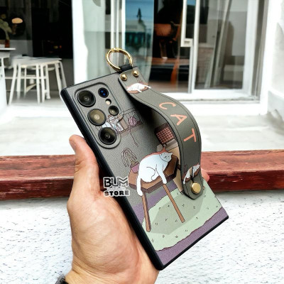 Ốp Lưng Bé Mèo Cho Samsung Galaxy S25 Ultra / S24 Ultra Có Dây Xỏ Tay - BUM STORE GALAXY