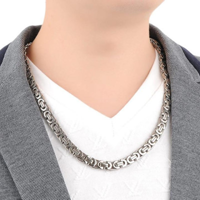 Dây chuyền nam titan thép không gỉ inox cao cấp đẹp sang trọng ziczac dẹp trangsucpt cỡ 8mm PTDCNA23