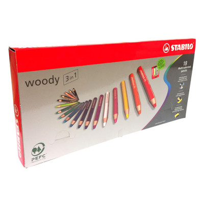 Chì Màu Stabilo Woody 3 in 1 CLK880-18C (Hộp 18 Cây)