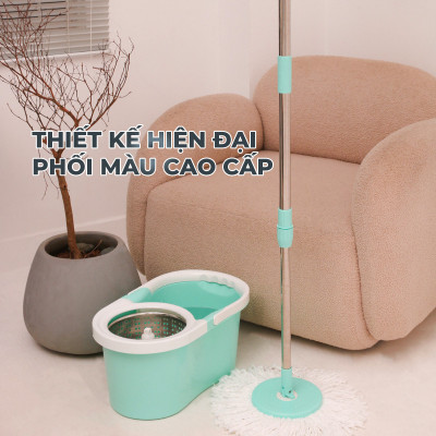 Bộ Lau Nhà MyJae Sợi Microfiber Xoay 360 Độ Thông Minh, Lau Sạch Nhanh Khô 134cm