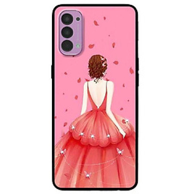 Ốp lưng dành cho Oppo Reno 4 mẫu Cô Gái Váy Hồng