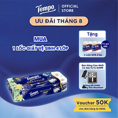 [MUA 1 LỐC TẶNG 2 CUỘN GIẤY VỆ SINH 4 LỚP PRESTIGE] Giấy vệ sinh cao cấp Prestige Mềm Mại - 4 lớp bền dai, an toàn - Thương Hiệu Đức (Lốc 10 Cuộn)
