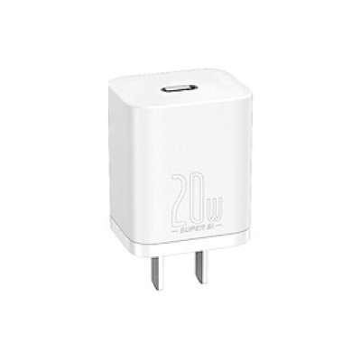 Củ sạc nhanh 20W Baseus chuôi dẹt chất liệu ABS cao cấp ngắt nguồn thông minh cho Smartphone/Tablet ( 2 màu)- Hàng chính hãng
