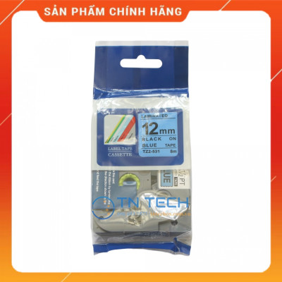 Nhãn In Tz2-531 - Đen nền dương 12mm x 8m - Dùng cho máy in BROTHER - AIMO - PUTY [Hàng Nhập Khẩu]