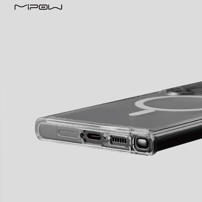 Ốp lưng trong suốt sạc từ tính Mipow Qi2 Tempered Transparent cho Samsung Galaxy S25 Ultra (Bayer Germany Chống Ố Vàng)_ Hàng Chính Hãng