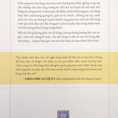 CẨM NANG MỞ NHÀ HÀNG - Roger Fields - Ngô Thế Vinh dịch - (bìa mềm)