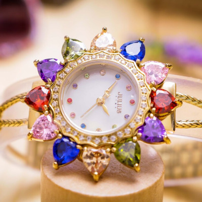 Đồng Hồ Nữ Julius Star JS-021 Mặt Hoa Đính Đá Swarovski Đường Kính 37mm | EBMart