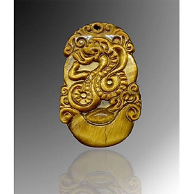 Mặt Dây Chuyền 12 con giáp Tuổi Rắn Mắt Hổ Vàng đá tự nhiên