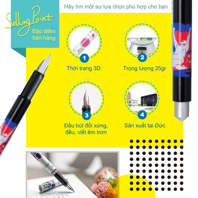 Bút máy STABILO BeCrazy "Magic ink" + tuýp ruột xanh (FP-G) - Hình trượt tuyết