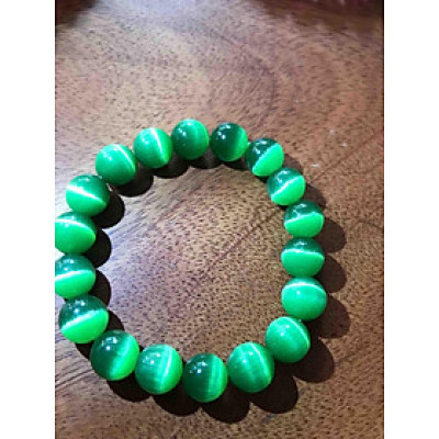 VÒNG ĐÁ MẮT MÈO 10mm XANH LÁ NỮ MỆNH MỘC HOẢ 