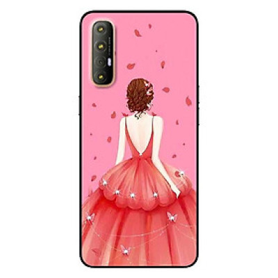 Ốp lưng dành cho Oppo Reno 3 Pro mẫu Cô Gái Váy Hồng