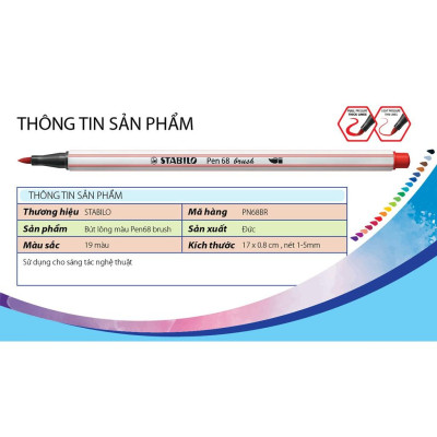 Hộp 10 cây bút lông màu STABILO Pen 68 brush (PN68BR/10) - Nâu (45)