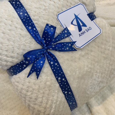 Mền lông cừu Thái Lan vân hạt bắp vải microfiber nặng 1.2 kg cao cấp A - mềm mại, ấm áp, kích thước 1m7x2m