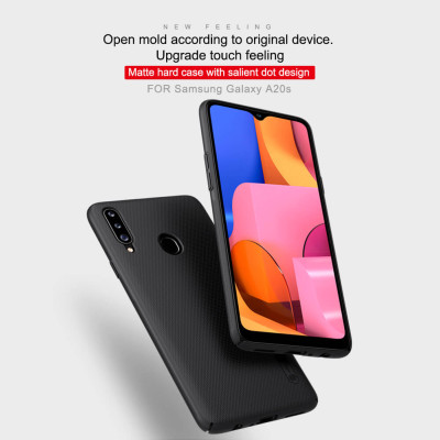 Ốp Lưng Sần chống sốc cho Samsung Galaxy A20s hiệu Nillkin Super Frosted Shield (Đính kèm giá đỡ hoặc miếng dán từ tính) - Hàng Chính Hãng