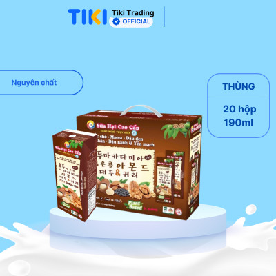 Sữa hạt cao cấp Óc chó-Macca-Đậu đen-Hạnh nhân-Đậu nành & Yến mạch 190ml (20 hộp/xách)