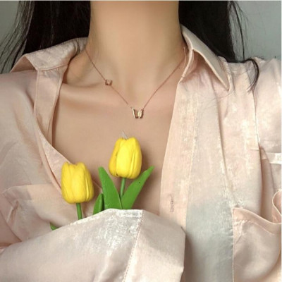 Dây chuyền nữ titan thời trang con bướm phun cát thép không gỉ trangsucpt có 3 màu sắc DCNUT11