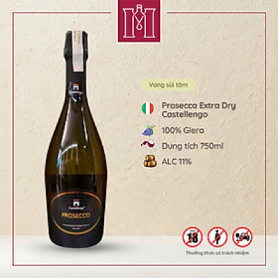 Rượu vang sủi tăm Ý Prosecco Extra Dry Castellengo by Bersano 11% 750ml nhập khẩu - Hàng chính hãng