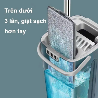 Bộ Cây Lau Nhà tự vắt (1 Thùng + 2 Cây Lau + 8 Bông Lau), Chổi Lau Nhà Tự Vắt Thông Minh Đầu Xoay 360 Độ tiện lợi - HÀNG CHÍNH HÃNG MINIIN