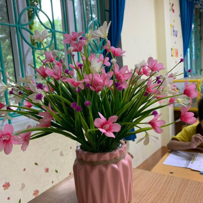 Chậu hoa thuỷ tiên giả cắm sẵn, chất lụa đẹp - Cây giả, hoa lụa Decor trang trí nhà cửa