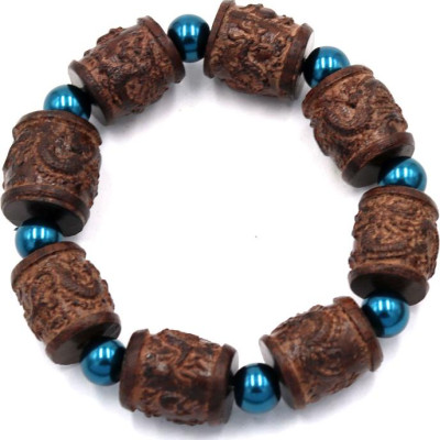 Vòng tay chuỗi hạt trụ rồng gỗ đàn hương TRNT16