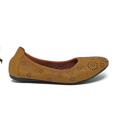 Giày nữ hoa văn Huy Hoàng da bò màu da HT7950