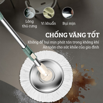 Bộ Cây Lau Nhà Tự Vắt Thông Minh Damas G720 - Chổi Lau Xoay 360 Độ, Giặt Sạch Vắt Khô Nhanh Chóng - Thiết Kế Nâng Cấp Bổ Sung Tay Kéo Giúp Di Chuyển Dễ Dàng - Chất Liệu Nhựa PP Cao Cấp Chống Mài Mòn Gia Tăng Thời Gian Sử Dụng - Hàng Chính Hãng