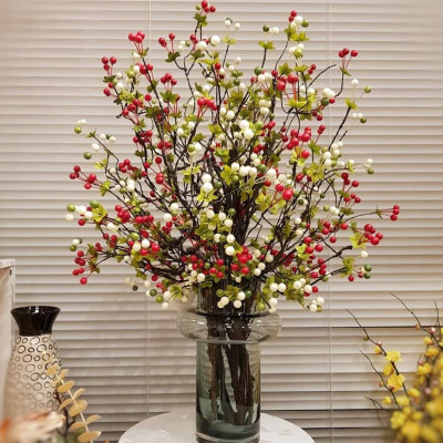 Cành cổ sơ ri trang trí cắm điểm - dài 100cm gồm 6 nhánh - Cây giả, hoa lụa trang trí nhà cửa