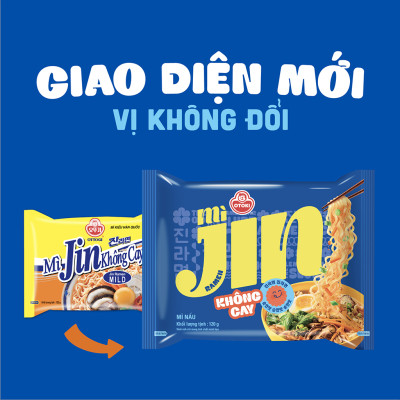 Lốc 5 gói mì Jin Không Cay Otoki hương vị chuẩn Hàn, đậm đà thơm ngon(120gx5)