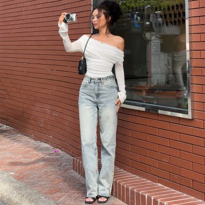 Quần Jean Nữ Ống Rộng Classic Aaa Jeans