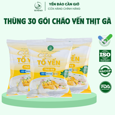 Yến Đảo - Thùng 30 Gói Cháo Yến Thịt Gà Ăn Liền Tiện Lợi Dinh Dưỡng Cho Gia Đình