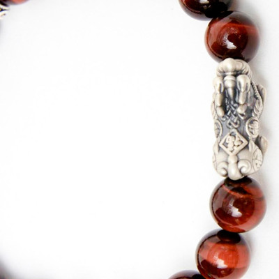 Vòng tay đá mắt hổ phối charm tỳ hưu bạc thái size hạt 8mm - Ngọc Quý Gemstones