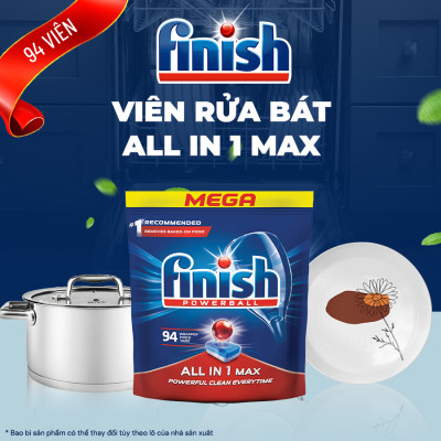 Viên rửa bát Finish All in 1 Max Túi 80 viên (tặng thêm 100 gam muối)
