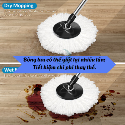 Cây Lau Nhà Xoay 360 Độ Đa Năng- Cây Lau Nhà Tự Vắt Tiện Lợi- Cây Lau Nhà Đầu Tròn- Cây Lau Nhà Gắn Khớp Xoay Siêu Linh Hoạt- Cây Lau Nhà Xoay Tay Đẩy Cao Cấp- Cây Lau Nhà Gắn Bông Lau Siêu Mịn - Cây Lau Nhà Đa Hướng