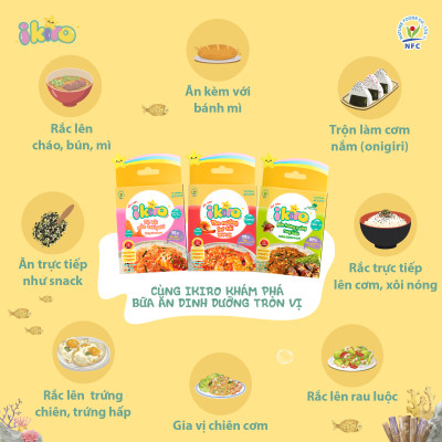 Rắc cơm Nấm hương nướng rong biển 27g iKiro (6 gói)