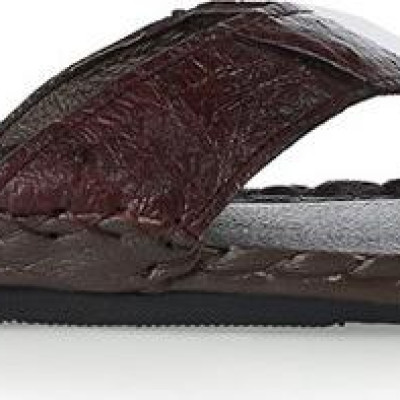 Dép nam da đà điểu Huy Hoàng màu nâu đất HT7418