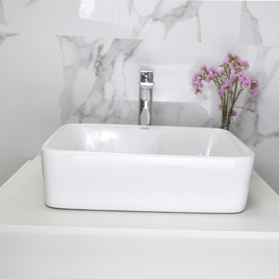Chậu lavabo rửa mặt LP-8032 sứ trắng cao cấp kích thước 480x375x130mm