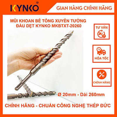 MŨI KHOAN BÊ TÔNG XUYÊN TƯỜNG ĐẦU DẸT KYNKO MKBTXT- 20260 đường kính phi 20mm dài 260mm