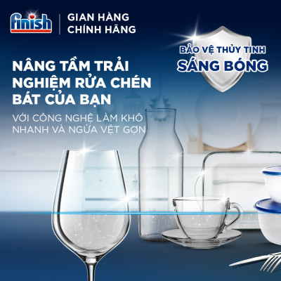 Combo Finish tiện lợi 3: Túi 100 Viên Rửa Bát All In 1+ Nước Làm Bóng Finish 500ml +Dung Dịch Vệ Sinh Máy Finish 250ml